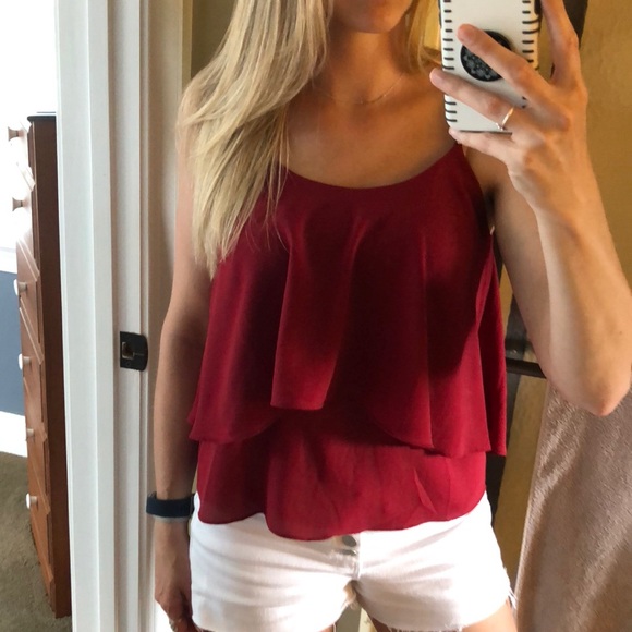 Tops - Red Flowy Tank Top